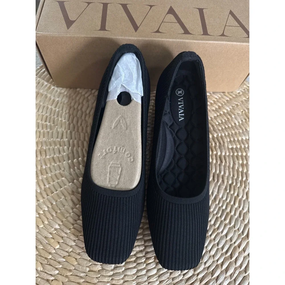 Vivaia Margot Square-Toe‎ Wedge Pumps Knit Sustainable Shoes EU/38 US/7-7.5